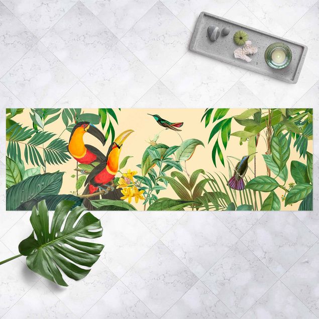 dywan zewnętrzny Kolaże w stylu vintage - Tukan w dżungli