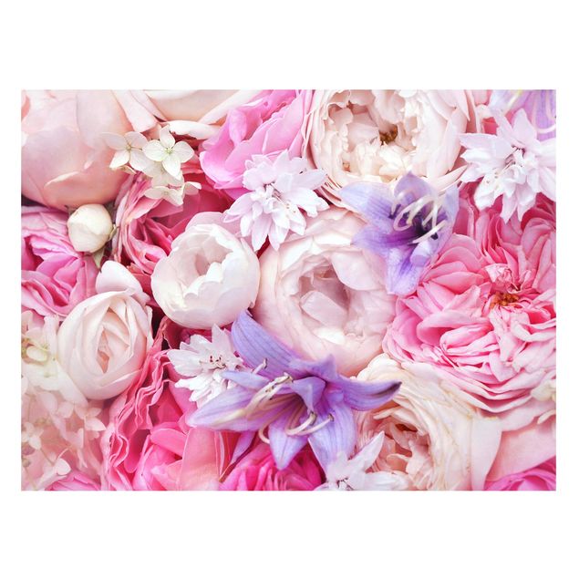 Nowoczesne obrazy do salonu Róże w stylu shabby z kwiatami dzwonków