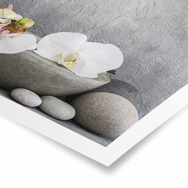 Obrazy nowoczesne Budda Zen z białymi orchideami