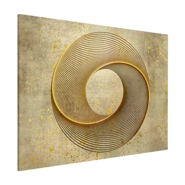 Dekoracja do kuchni Koło sztuki liniowej Spirala złota
