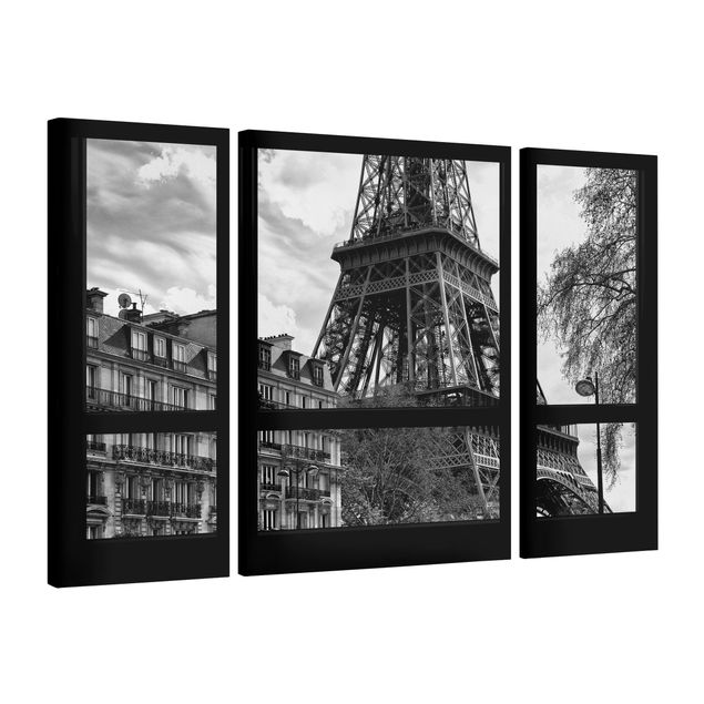 Paryż obraz Widok z okna na Paryż - w pobliżu wieży Eiffla czarno-białe
