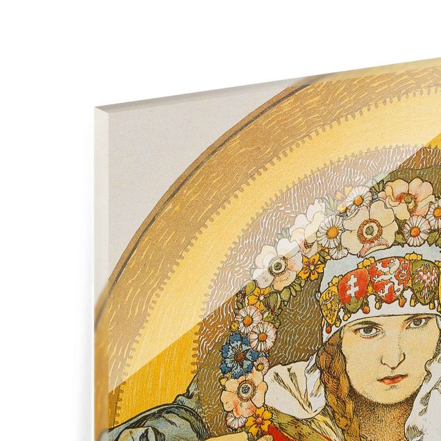 Panel szklany do kuchni - Alfons Mucha - plakat Republika Czechosłowacka