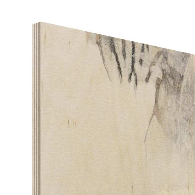 Obraz z drewna - Złoty abstrakcyjny obraz zimowy