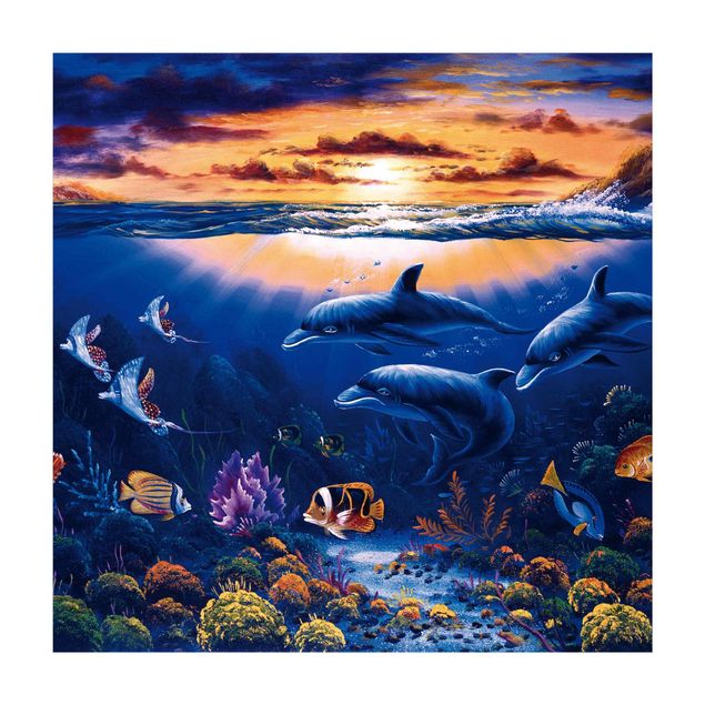 dywan niebieski nowoczesny Świat delfinów