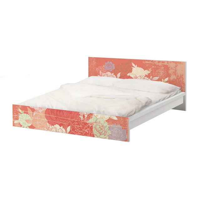 Okleina meblowa IKEA - Malm łóżko 160x200cm - Nr EK241 Piwonie