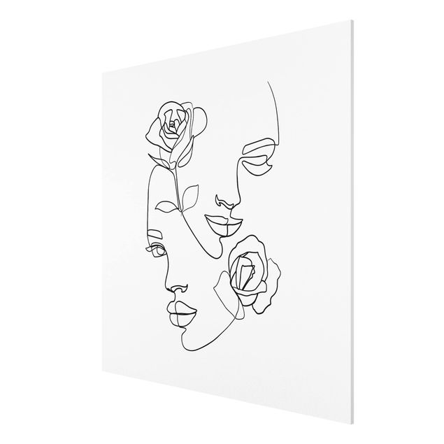 Obrazy nowoczesne Line Art Twarze kobiet Róże czarno-biały