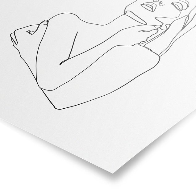 Czarno białe obrazy Line Art Kobieta górna część ciała czarno-biały