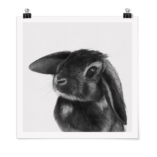 Zwierzęta obrazy Ilustracja królik czarno-biały rysunek