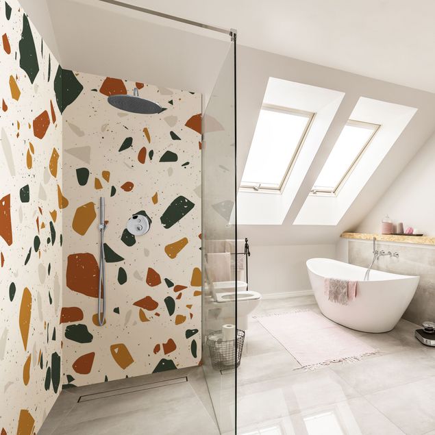 Tylna ścianka prysznicowa - Detailed Terrazzo Pattern Leghorn