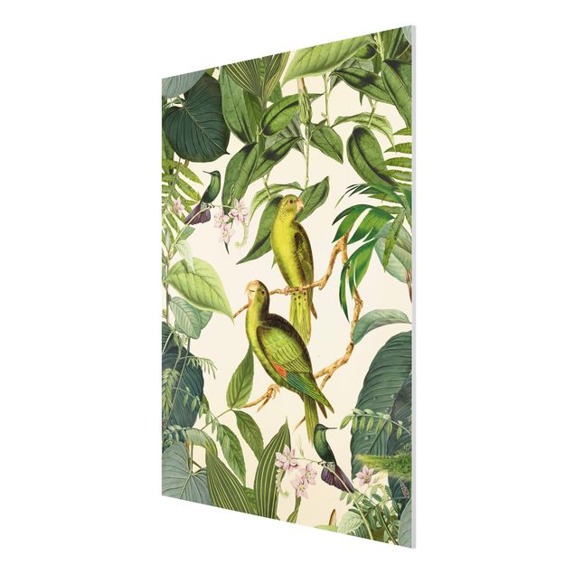 Obrazy nowoczesny Kolaże w stylu vintage - Papugi w dżungli
