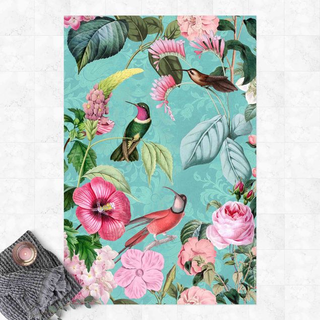 dywan ogrodowy Kolaże w stylu vintage - Kolibry w raju