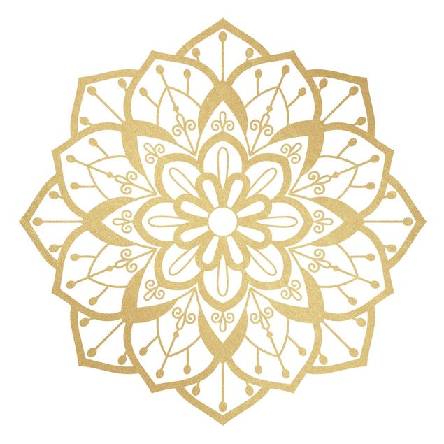 Mandala naklejka na ścianę Mandala wzór kwiatowy złoto-biały