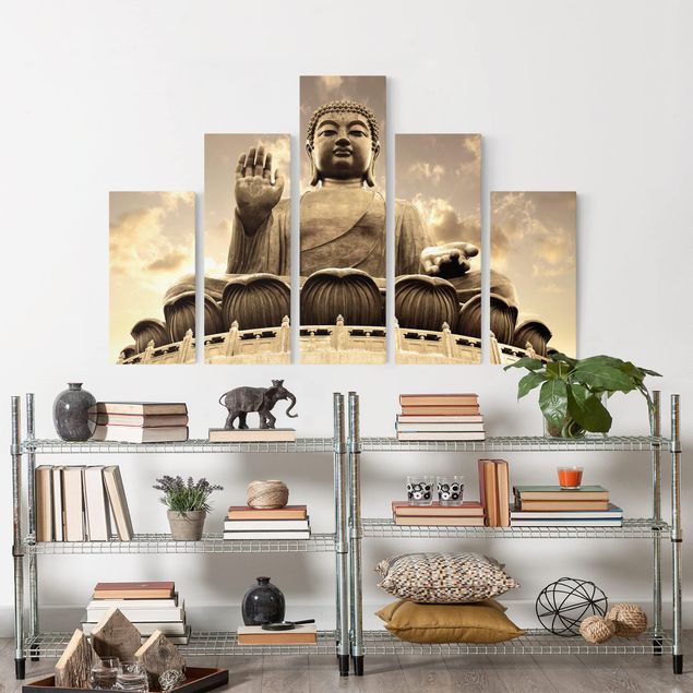 Nowoczesne obrazy do salonu Wielki Budda Sepia