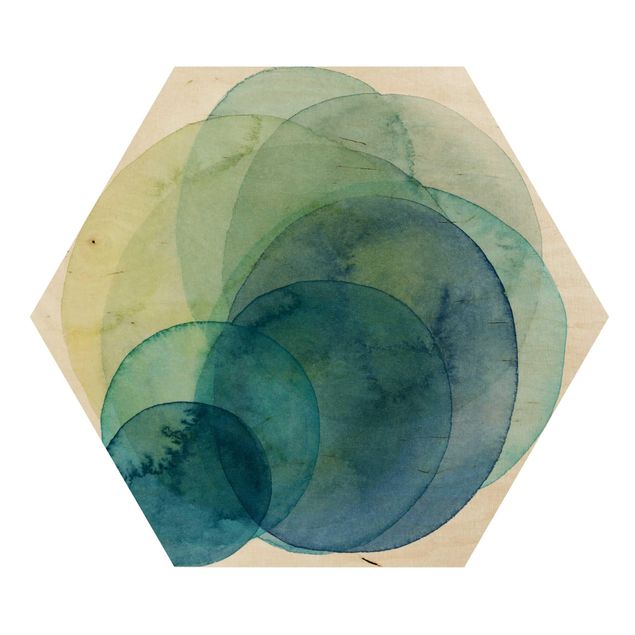 Obraz heksagonalny z drewna - Bang - zielony