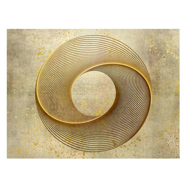 Obrazy do salonu Koło sztuki liniowej Spirala złota