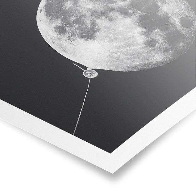 Obraz czarny Balon z księżycem