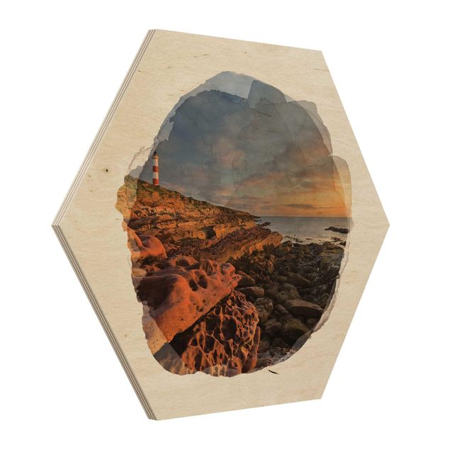Obrazy na drewnie Akwarele - Tarbat Ness Sea & Sunset Lighthouse