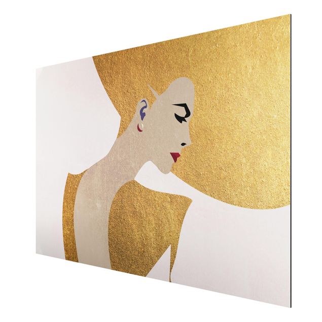 Obrazy nowoczesne Dama w kapeluszu w kolorze złotym