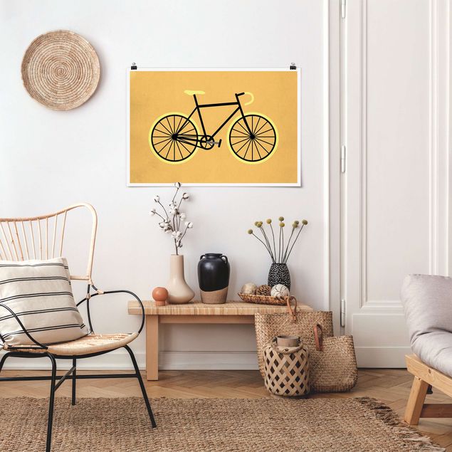 Obrazy do salonu nowoczesne Rower w kolorze żółtym