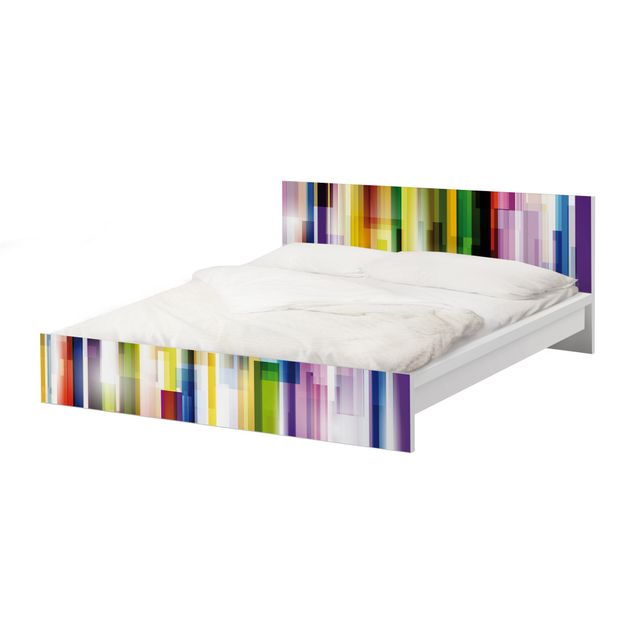 Okleina meblowa IKEA - Malm łóżko 140x200cm - Sześciany tęczowe