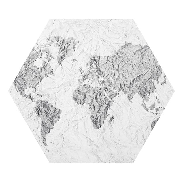 Sbraz mapa swiata Papierowa mapa świata biała szara