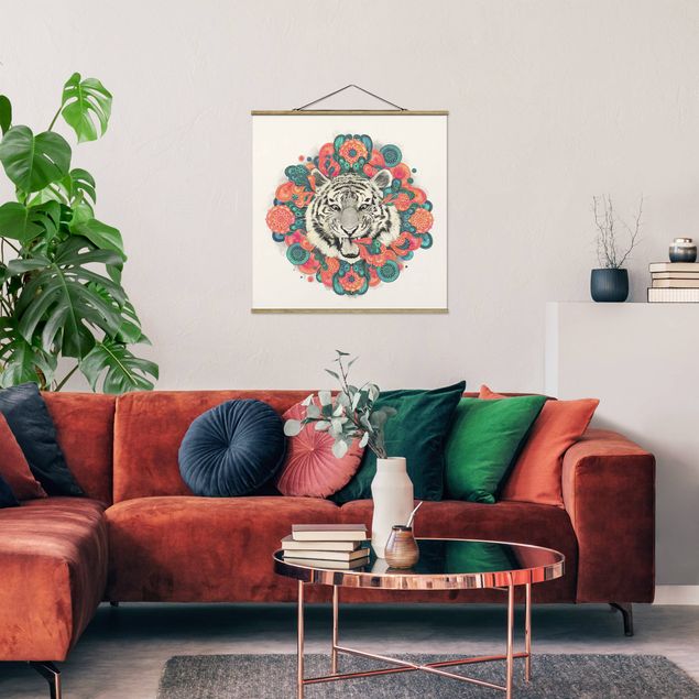 Nowoczesne obrazy do salonu Ilustracja tygrysa Rysunek mandala paisley