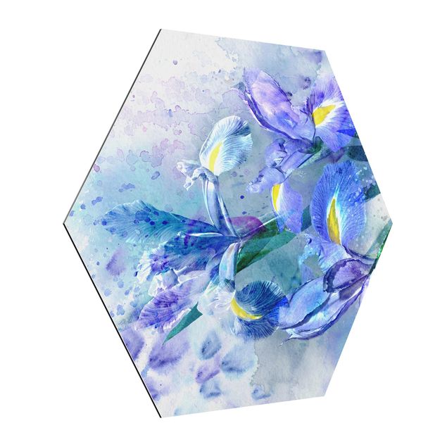 Obraz z niebieskim Akwarela Kwiaty Irys