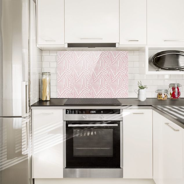 Panele szklane do kuchni Jagged Stripes in Pale Pink