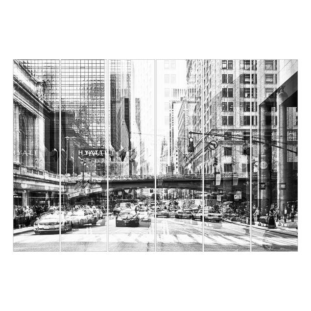 Zasłony panele NYC Urban czarno-biały