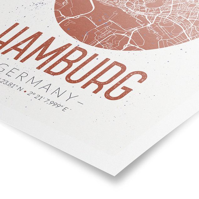 Czarno białe obrazy Mapa miasta Hamburg - Retro