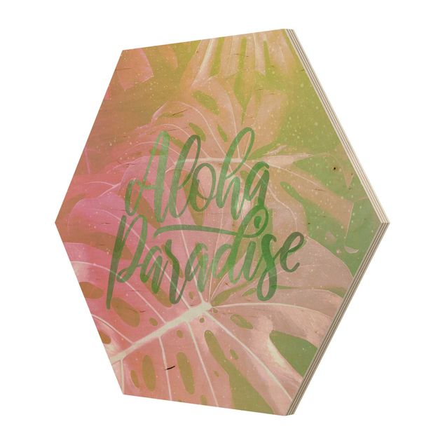 Obraz heksagonalny z drewna - Rainbow - Aloha Paradise
