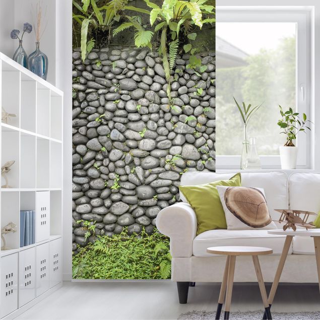 Tekstylia domowe Kamienny mur z roślinami