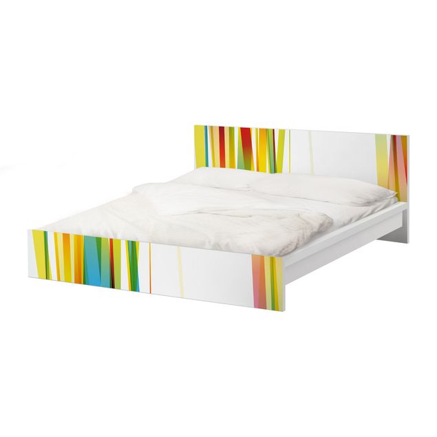Okleina meblowa IKEA - Malm łóżko 160x200cm - Paski tęczowe