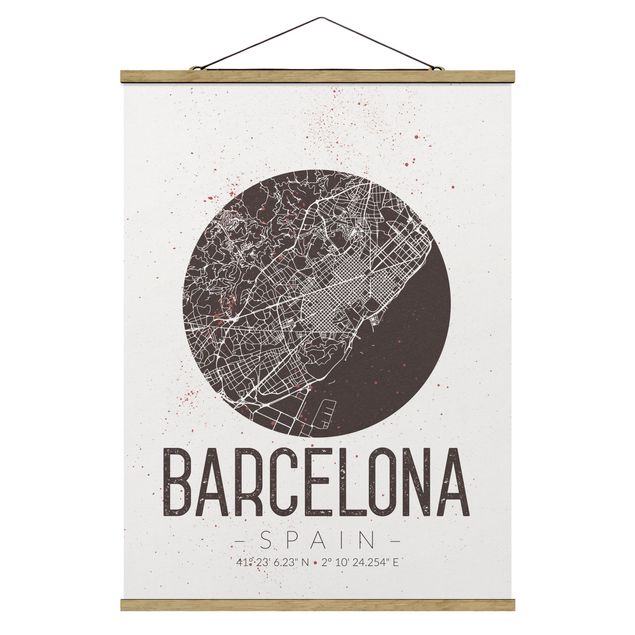 Obrazy powiedzenia Mapa miasta Barcelona - Retro
