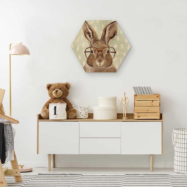 Obrazy drewniane Brillowane zwierzęta - królik