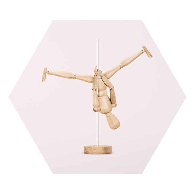 Różowy obraz Poledance z figurą drewnianą
