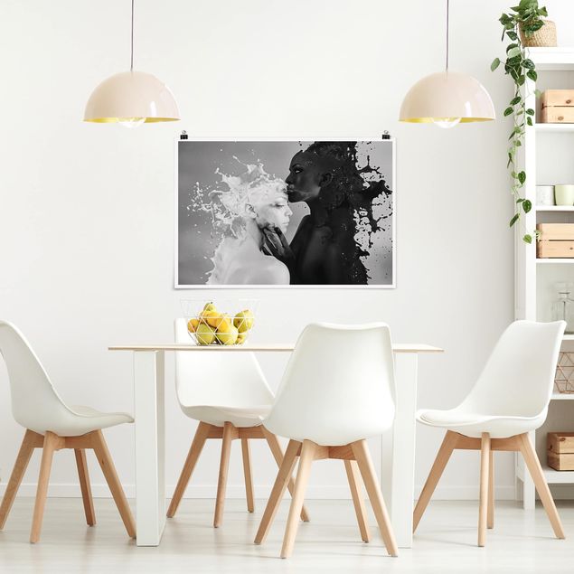 Obrazy nowoczesny Mleko i kawa pocałunek czarno-biały