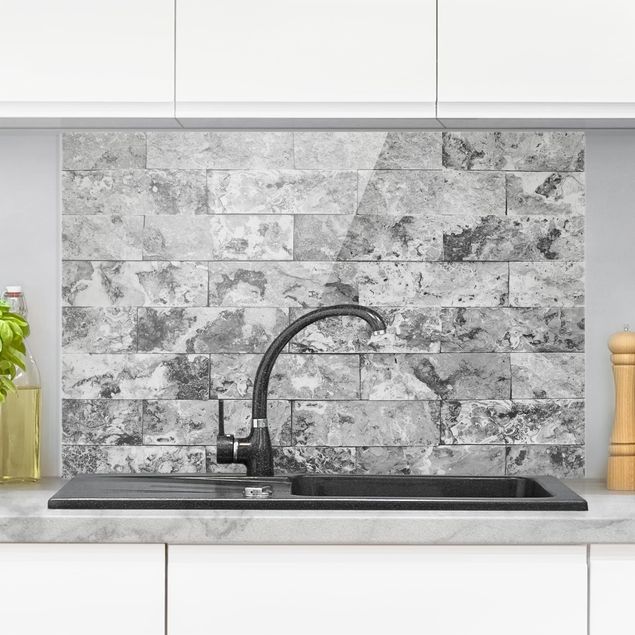 Dekoracja do kuchni Ściana kamienna naturalny marmur szary