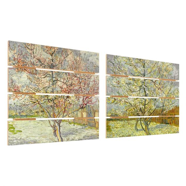 Obrazy na ścianę Vincent van Gogh - Kwitnące drzewa brzoskwiniowe w ogrodzie