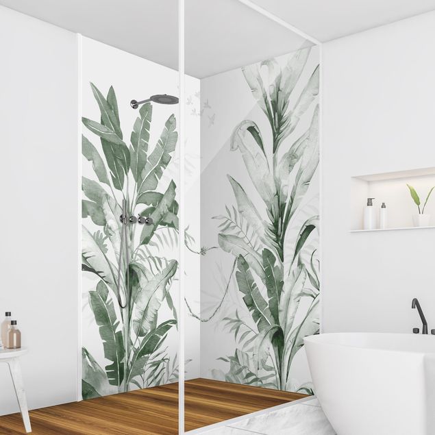 Tylna ścianka prysznicowa - Tropical Palm Trees And Leaves