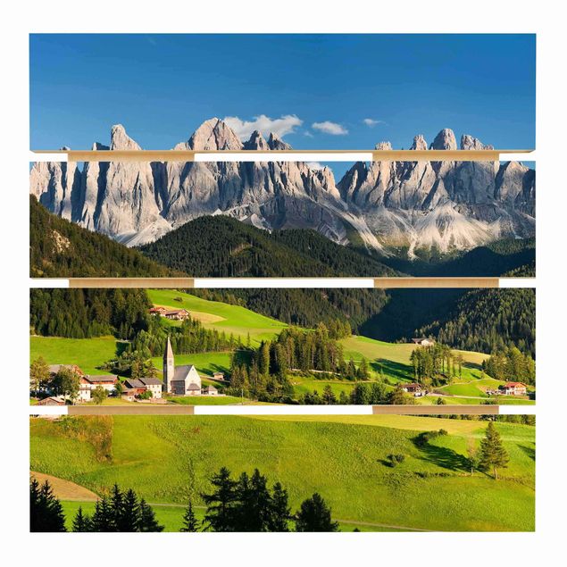 Obrazy drewniane Geislerspitzen w Południowym Tyrolu