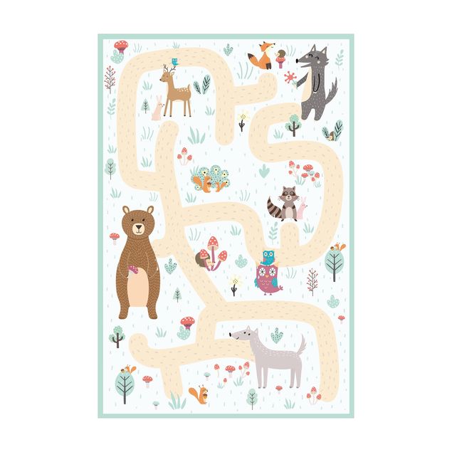 nowoczesny dywan Zwierzęta leśne - Przyjaciele na leśnej ścieżce