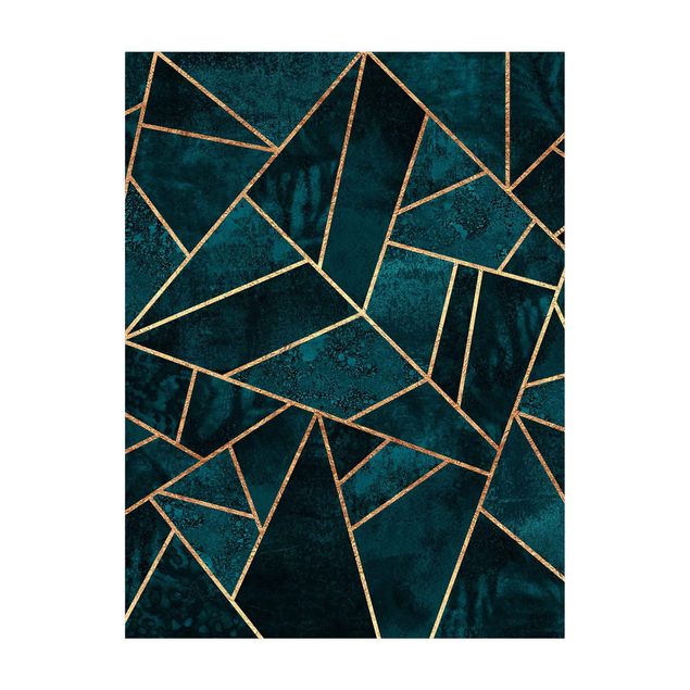 nowoczesny dywan abstrakcyjny Ciemny turkus z dodatkiem złota