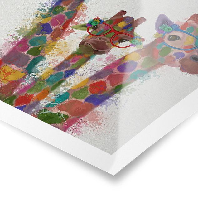 Obraz kolorowy Rainbow Splash Żyrafa Trio