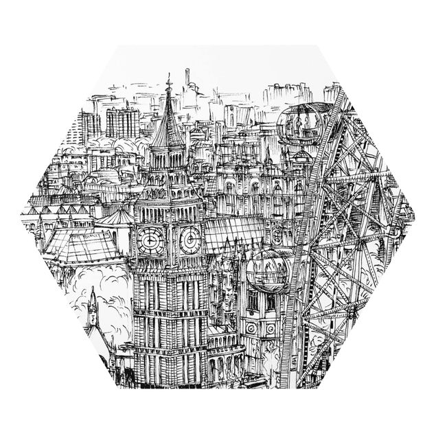 Czarno białe obrazy Studium miasta - London Eye