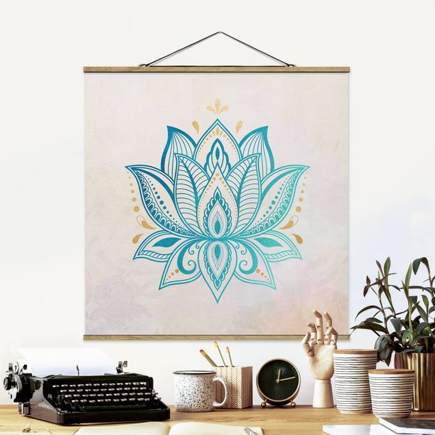 Dekoracja do kuchni Lotus Ilustracja mandali złoto niebieski