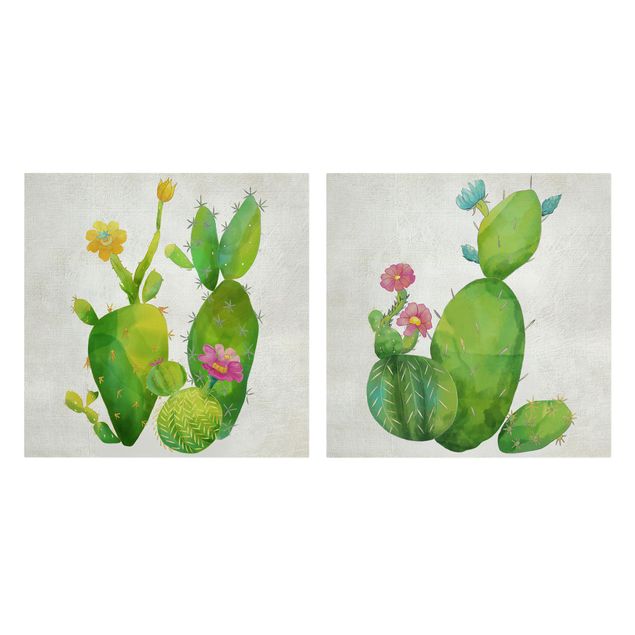 Zielony obraz Zestaw rodziny kaktusów I