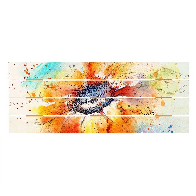 Obraz z drewna - Malowany słonecznik