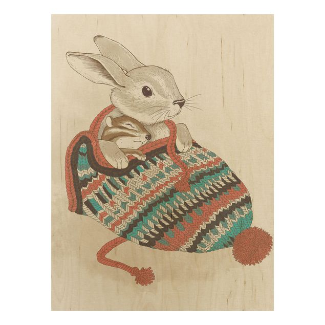 Obrazy na ścianę Ilustracja przedstawiająca króliczka w czapce