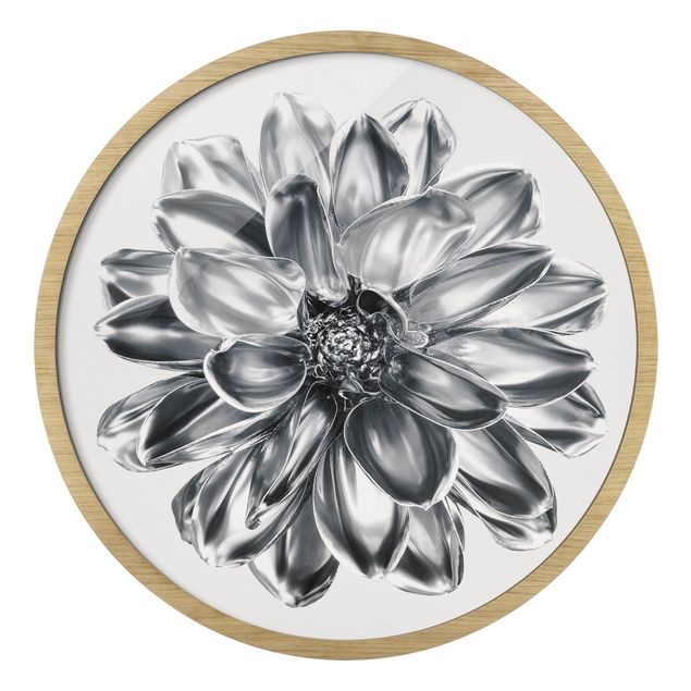 Szary obraz Dahlia Flower Silver Metallic